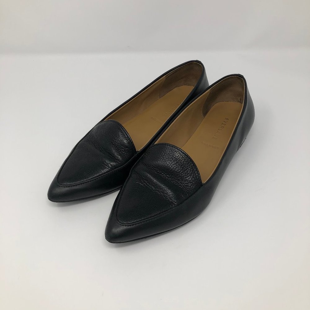 Everlane Sleek Black Leather Flats